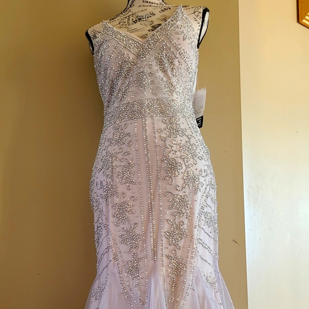 Formal Sleeveless Pearl and Beaded Gown